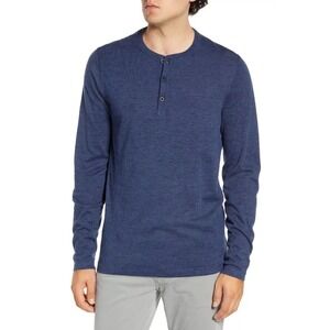 Nordstrom Mens Long Sleeve Crew Neck Henley Soft Light Navy Sweater‎ Size Large